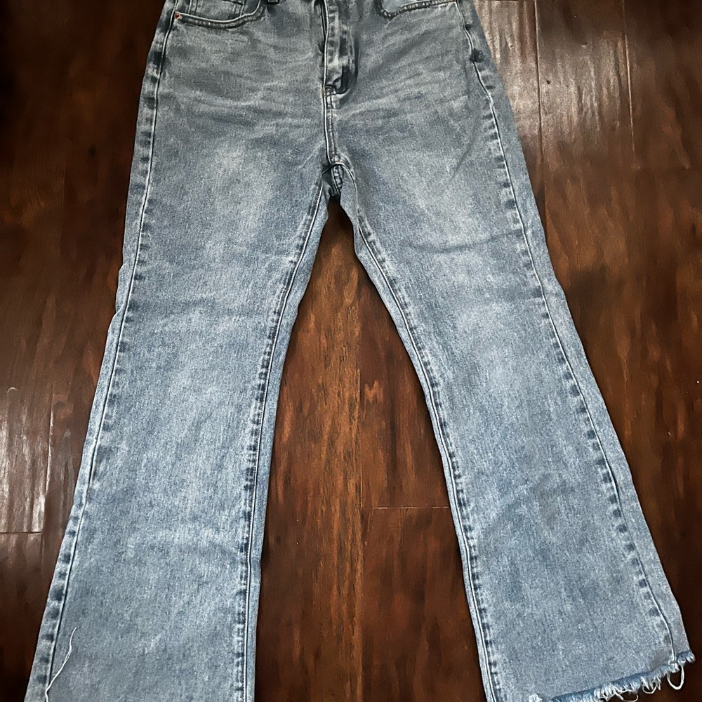 SHEIN Light Gray Flare Jeans